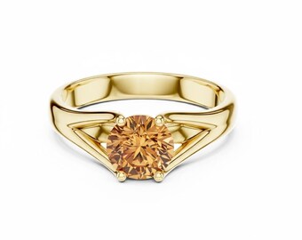 1 CT Round Cut Solitaire Gemstone Ring, Sterling Silver Engagement Ring