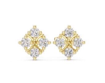 Moissanite Stud Earrings 24k Gold • MDJ103