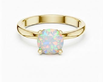 1 CT Round Cut Solitaire Gemstone Ring, Sterling Silver Engagement Ring