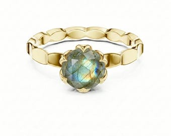 1 CT Round Cut Solitaire Gemstone Ring, Sterling Silver Engagement Ring