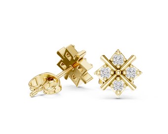Moissanite Stud Earrings 24k Gold• MDJ116