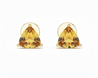 Crystal Triangle shape Stud earrings, Sterling Silver Gemstone earrings