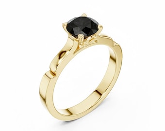 1 CT Round Cut Solitaire Gemstone Ring, Sterling Silver Engagement Ring