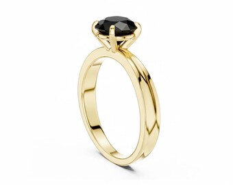 1 CT Round Cut Solitaire Gemstone Ring, Sterling Silver Engagement Ring