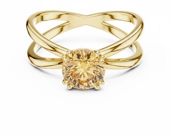 1 CT Round Cut Solitaire Gemstone Ring, Sterling Silver Engagement Ring