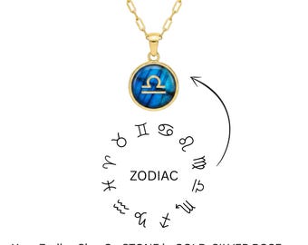 Labradorite Zodiac Sign Necklace • Personalized Zodiac On Gemstone Pendant