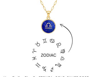 Lapis Lazuli Zodiac Sign Necklace • Personalized Zodiac On Gemstone Pendant
