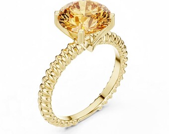 2.8 CT Round Cut Solitaire Gemstone Ring, Sterling Silver Engagement Ring