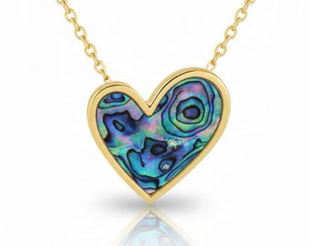 Abalone Shell Gemstone Fancy Unique Shape Heart Necklace