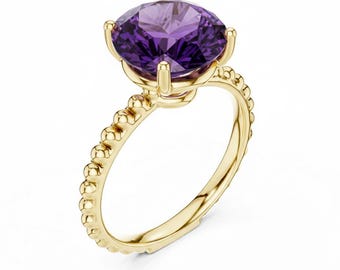 2.8 CT Round Cut Solitaire Gemstone Ring, Sterling Silver Engagement Ring