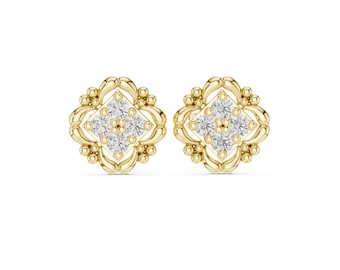 Moissanite Stud Earrings 24k Gold • MDJ102