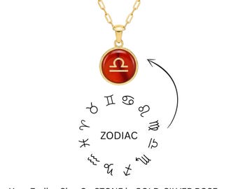 Carnelian Zodiac Sign Necklace • Personalized Zodiac On Gemstone Pendant
