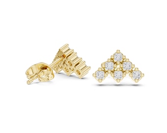 Moissanite Stud Earrings 24k Gold • MDJ115