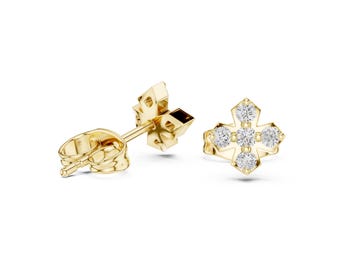 Moissanite Stud Earrings 24k Gold • MDJ111