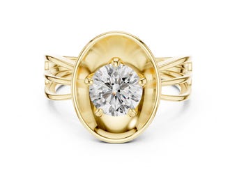 Solitaire Moissanite Ring 24k Gold