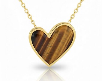 Tiger eye Fancy Unique Shape Heart Necklace