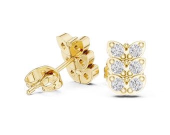 Moissanite Stud Earrings 24k Gold • MDJ113