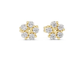 Moissanite Stud Earrings 24k Gold • MDJ105