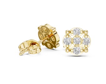 Moissanite Stud Earrings 24k Gold • MDJ112