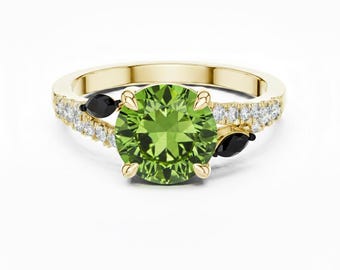 Faceted Gemstone Ring: 24K Gold, Sterling Silver, Round & Pear Cut