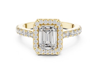 Vintage Style Emerald Cut Moissanite Ring