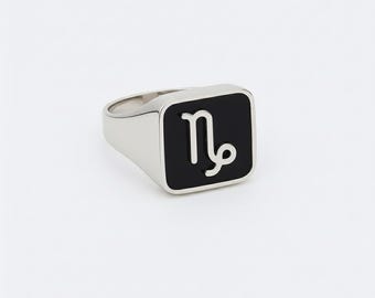 Custom Gemstone Zodiac Signet Ring, Sterling Silver, Gold Plated