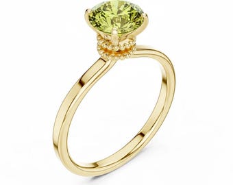 1 CT Round Cut Solitaire Gemstone Ring, Sterling Silver Engagement Ring