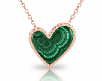 Malachite Fancy Unique Shape Heart Necklace