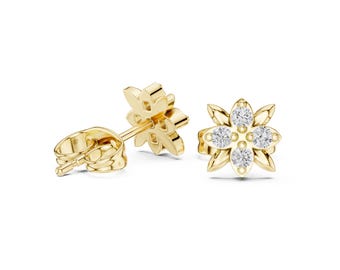 Moissanite Stud Earrings 24k Gold • MDJ108