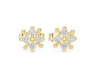 Moissanite Stud Earrings 24k Gold• MDJ107
