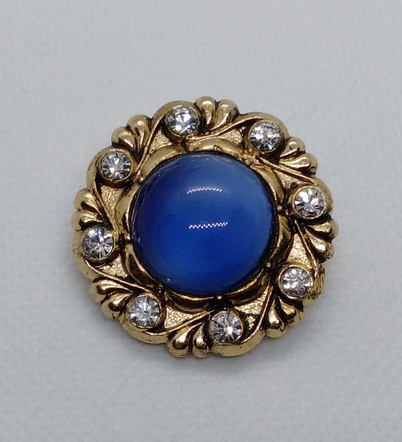 Vintage Brooch Antique Retro Brooch With Blue Stone U… Gem