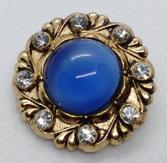 Vintage Brooch Antique Retro Brooch With Blue Stone U… Gem