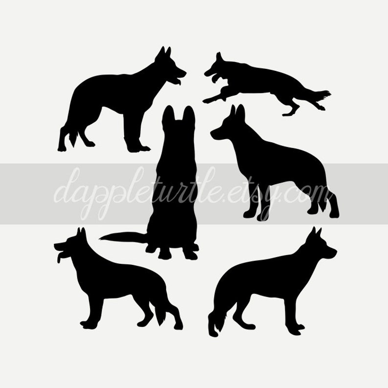 Download Suitable For Commercial Use Instant Download Png And Svg Files 6 German Shepherd Silhouettes Clip Art Art Collectibles Sirba Communication Com