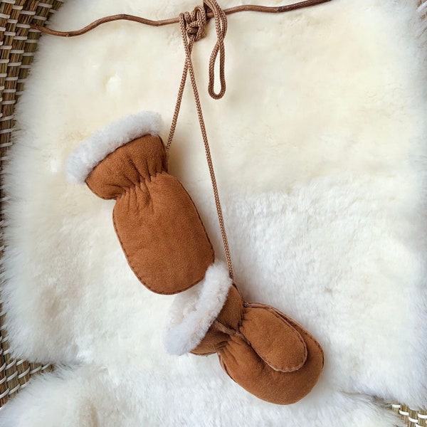 Sheepskin Puddy Toddler Mittens with Thumbs  | with Gift Bag, Handmade