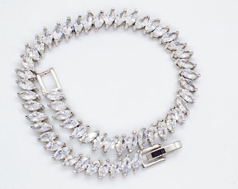 Pulsera de Moissanite marquesa de 13 qt, pulsera de tenis Moissanite, pulsera de oro de 14K, pulsera de plata de ley 925, pulsera de diamantes, boda