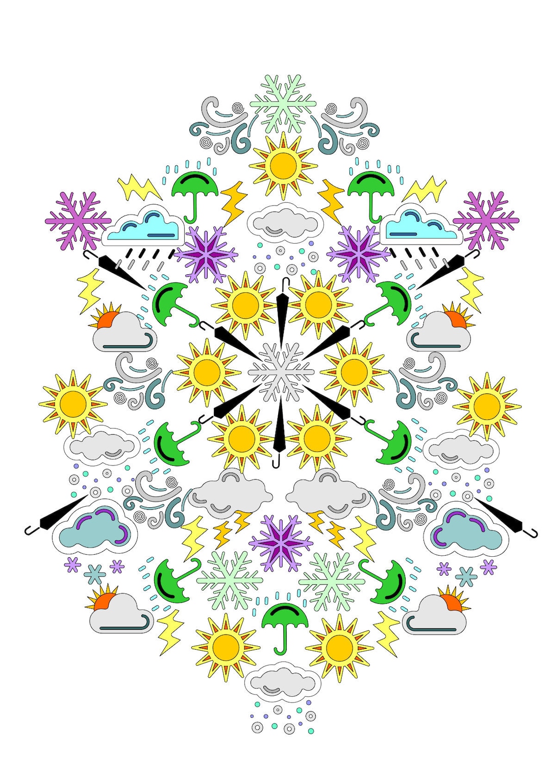 Weather Colouring Page Mandala Style for Adults and Children. - Etsy