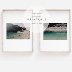 Set of 2 Prints |   Landscape Printables  |  Mountain Lake Print  |  Mountain Photography  |  Instant Download