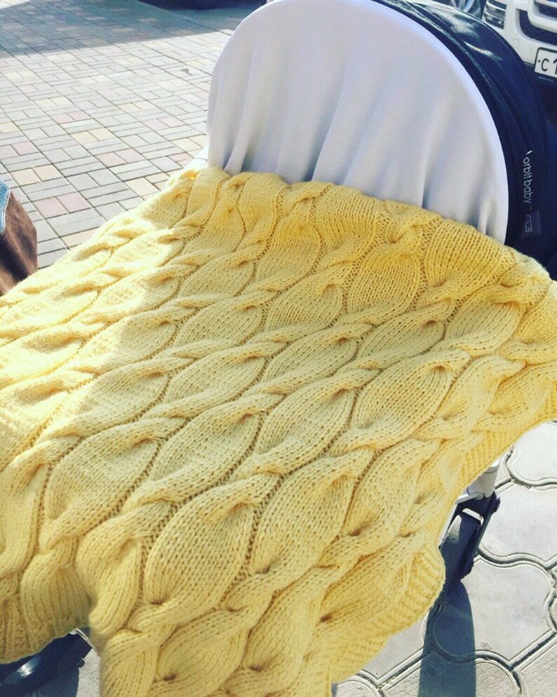 Yellow lemon knit baby blanket receiving merino wool blanket Etsy