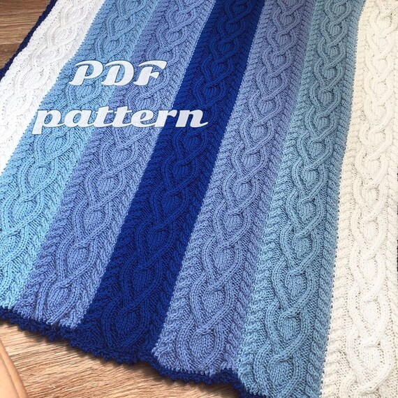 Baby Blanket Knitting Pattern For Baby Boy Or Baby Girl Blue Or Pink Gradient Baby Blanket Pattern Knit Pattern For Crib Bassinet Blanket