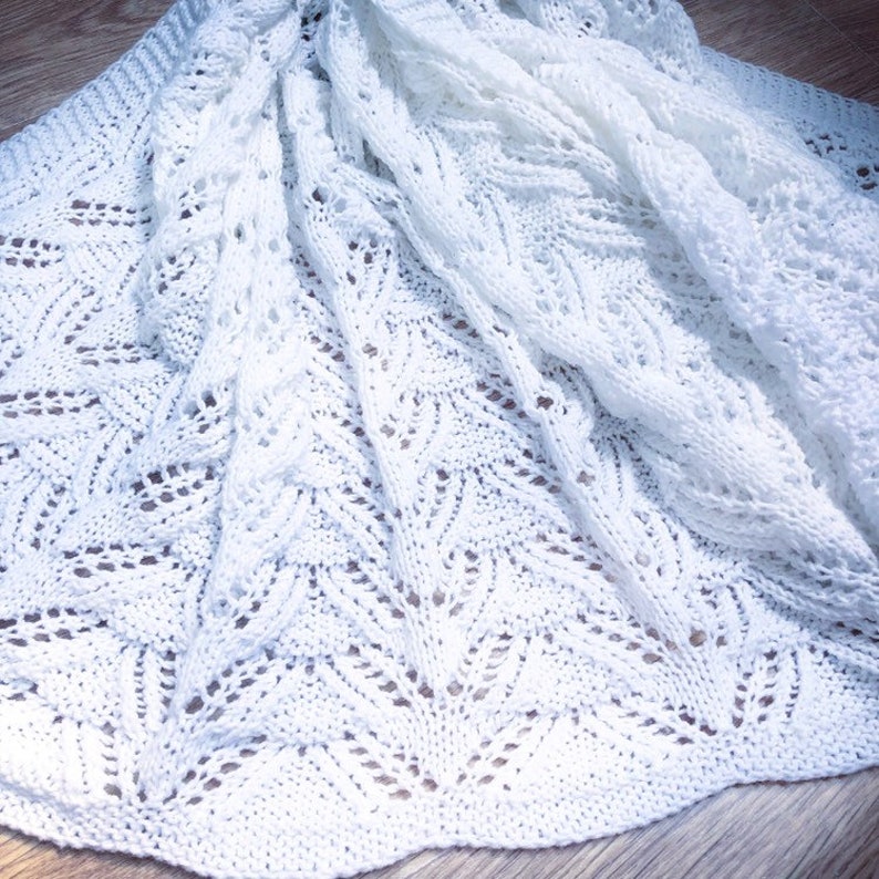White Cotton Knit Baby Blanket for Christening or Baptism Etsy