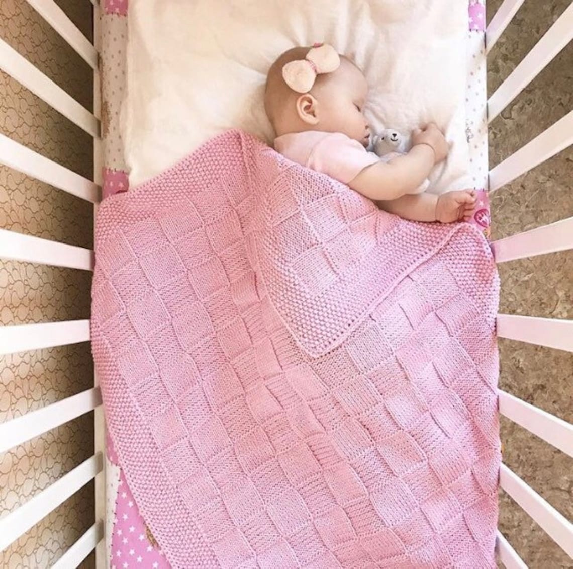 Knit baby blanket pink merino wool blanket baby girl Etsy