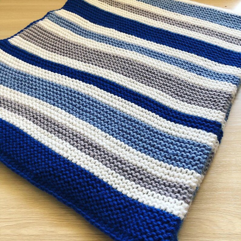 Knit Merino Wool Baby Blanket Baby Boy Blue Marine Blanket Etsy
