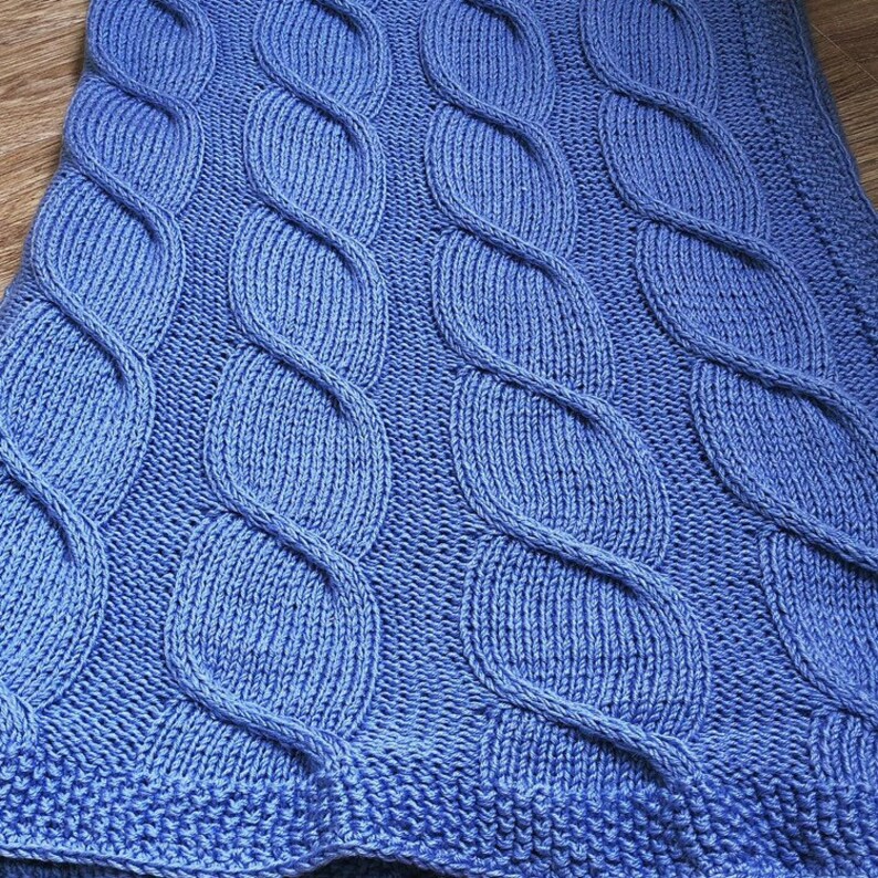 Blue knit baby blanket baby boy cable knit merino wool Etsy