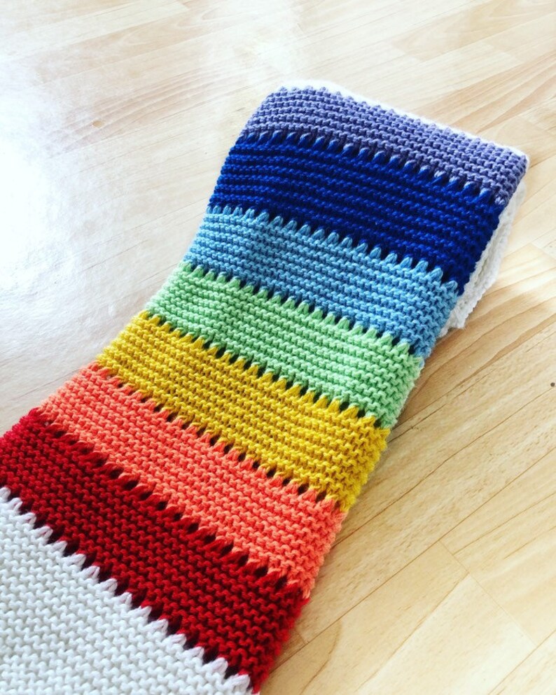 Rainbow baby blanket hand knitted baby blanket merino wool Etsy