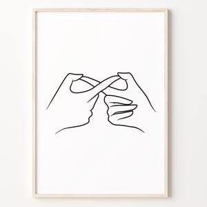 Minimalist Hands Wall Art, Abstract Love Print, Romantic Poster For Bedroom, Cute Minimal Printable Wall Art
