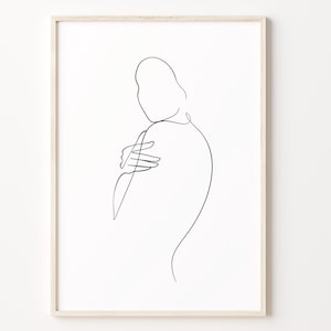 Arte de parede de mulher abstrata, impressão feminina minimalista, pôster de silhueta feminina, arte de parede para impressão de figura feminina minimalista