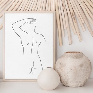 Male Back Line Art Print, Abstract Man Drawing, Naked Male Figure Poster, Minimalist Man Body Wall Art, Male Silhouette Artwork Printable