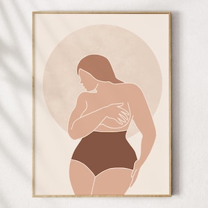 Body Positive Print, Plus Size Art, Curvy Woman Art, Minimalist Feminist Art, Beige Minimal Art, Abstract Female Figure Art, Thick Girl Art