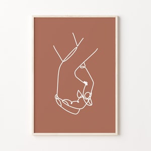 Hands Line Art, Couple Hands Print, Minimalist Holding Hands Line Drawing, Romantic Bedroom Art, Abstract Love Poster, Printable Wall Art