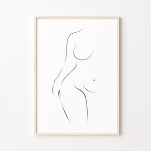 Curvy Woman Silhouette Print, Body Positive Art, Thick Woman Wall Art, Minimalist Female Figure Poster, Plus Size Woman Drawing